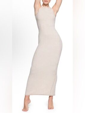 NWOT SKIMS Cotton Ribbed Maxi Dress in Heather Oatmeal 2X
